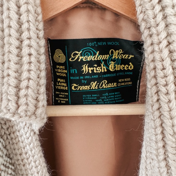 Vintage Freedom Wear 100% Irish Tweed Wool Sweater Jacket - Picture 6 of 6
